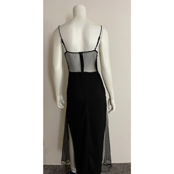 Line + Dot M Dress Black Long Maxi Lace Trim Detail Spaghetti Strap Revolve - Picture 9 of 10